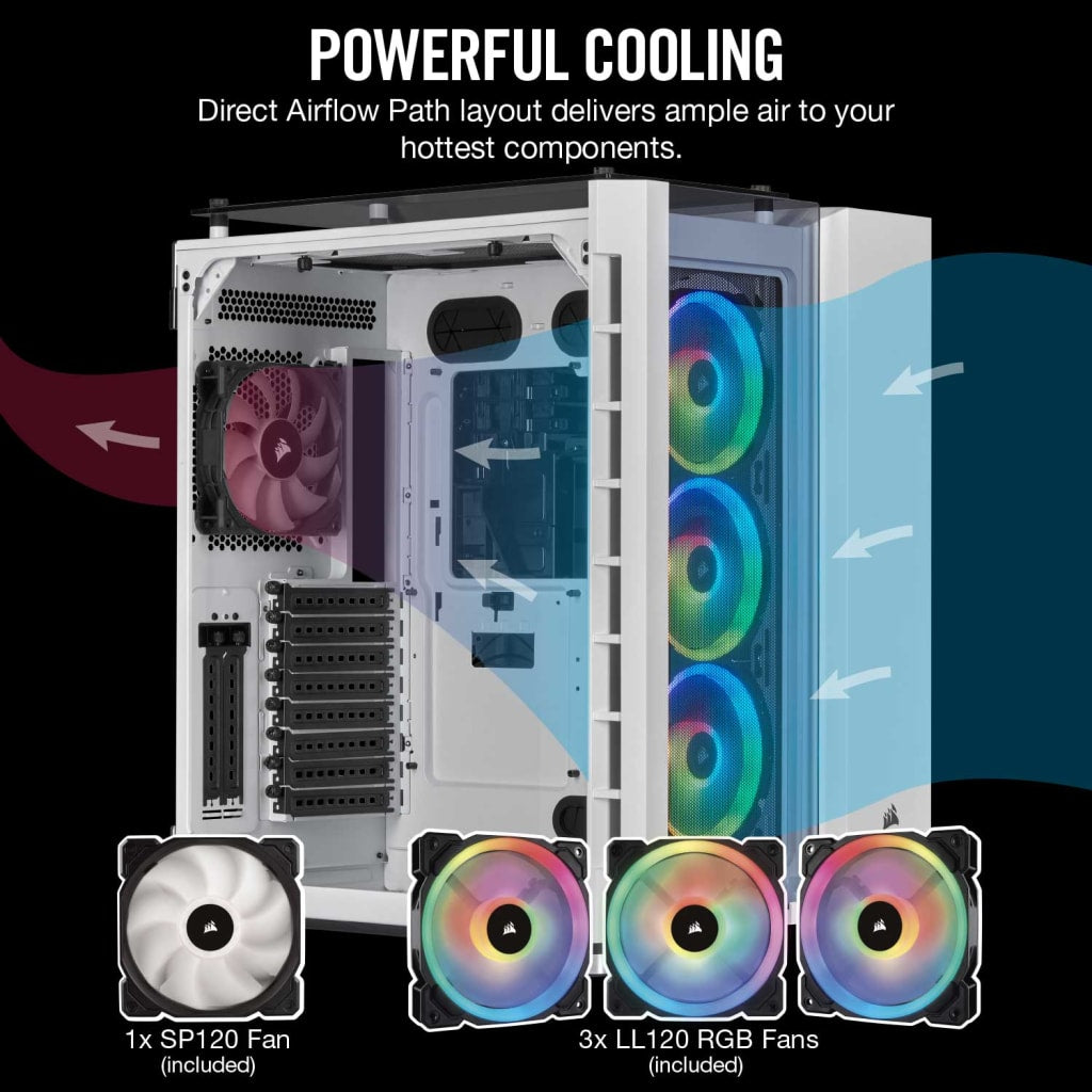 Corsair Crystal Series 680X RGB ATX High Airflow Tempered Glass Smart Case — White - CC-9011169-WW