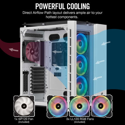 Corsair Crystal Series 680X RGB ATX High Airflow Tempered Glass Smart Case — White - CC-9011169-WW