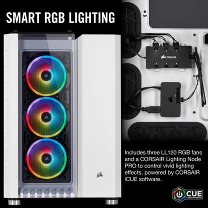 Corsair Crystal Series 680X RGB ATX High Airflow Tempered Glass Smart Case — White - CC-9011169-WW