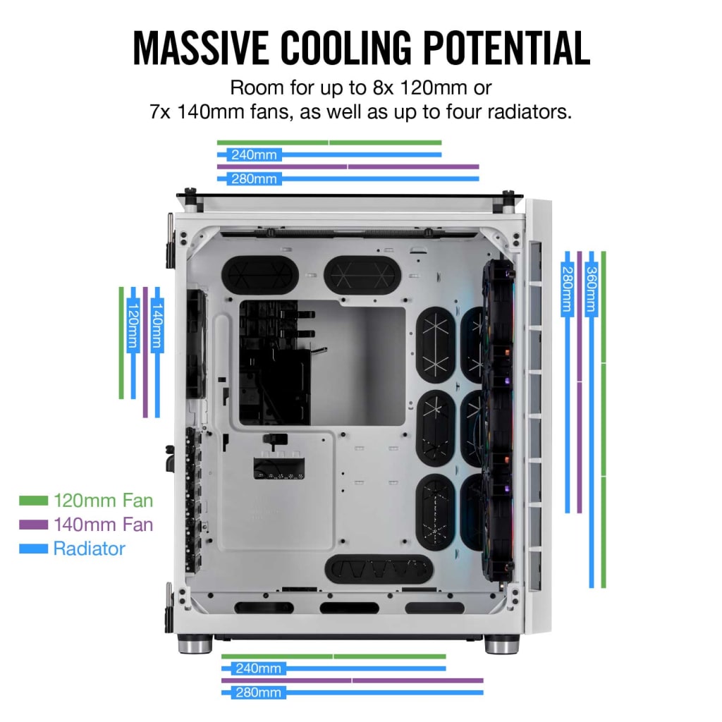 Corsair Crystal Series 680X RGB ATX High Airflow Tempered Glass Smart Case — White - CC-9011169-WW