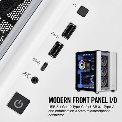 Corsair Crystal Series 680X RGB ATX High Airflow Tempered Glass Smart Case — White - CC-9011169-WW