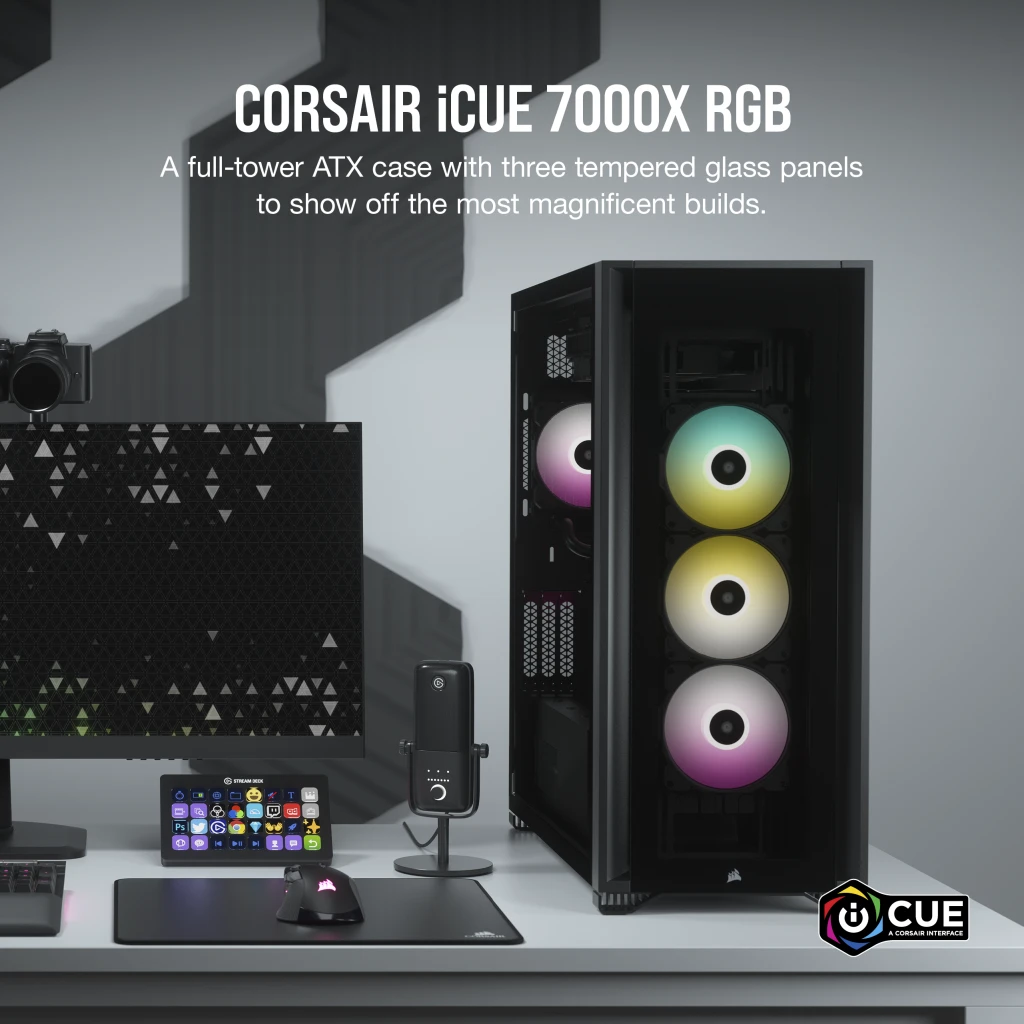 Corsair iCUE 7000X RGB Tempered Glass Full-Tower ATX PC Case — Black - CC-9011226-WW