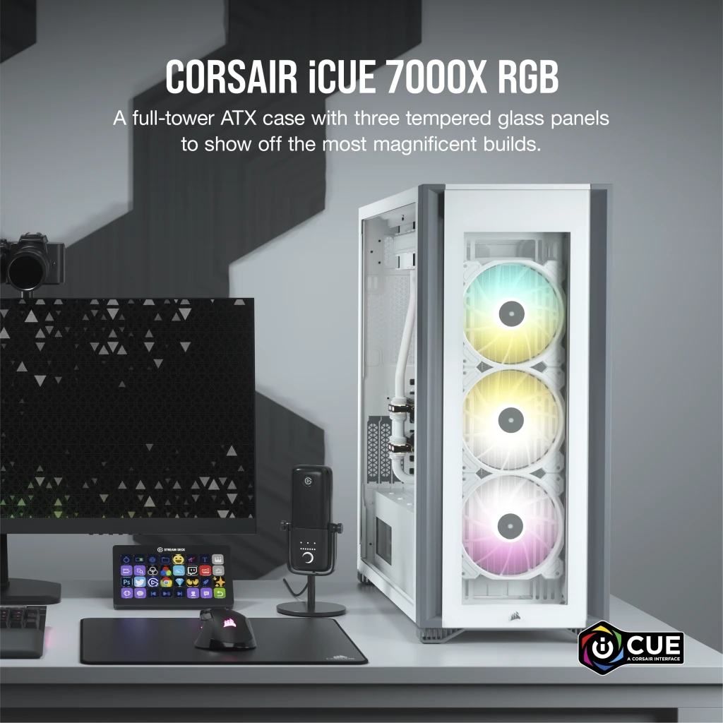 Corsair iCUE 7000X RGB Tempered Glass Full-Tower ATX PC Case — Black - CC-9011226-WW