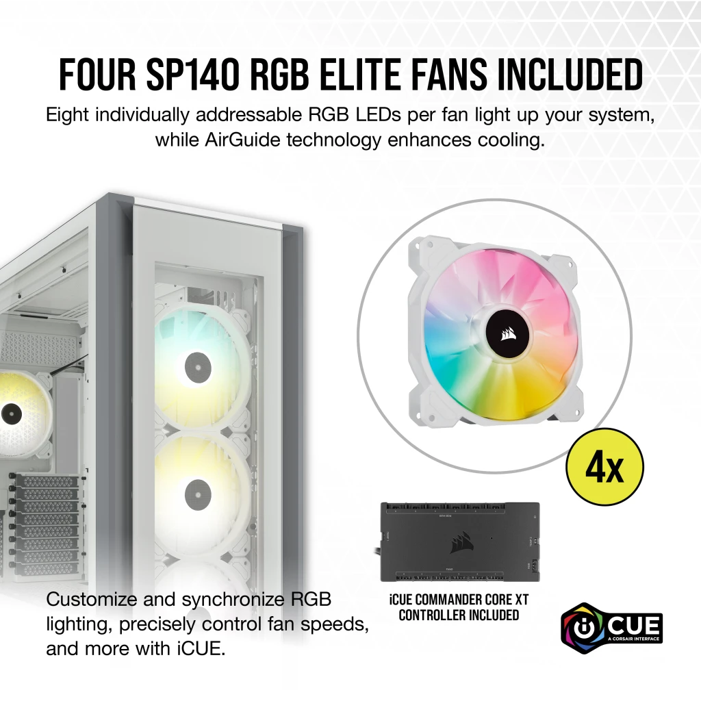 iCUE 7000X RGB Tempered Glass Full-Tower ATX PC Case — White - CC-9011227-WW