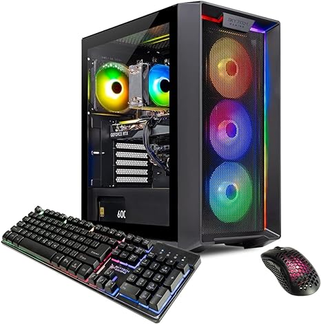 Skytech Gaming Nebula Gaming PC Desktop – AMD Ryzen 5 5600X 3.7 GHz, NVIDIA RTX 4060 Ti, 1TB NVME SSD, 16GB DDR4 RAM 3200, 600W Gold PSU, 11AC Wi-Fi, Windows 11 Home 64-bit,Black