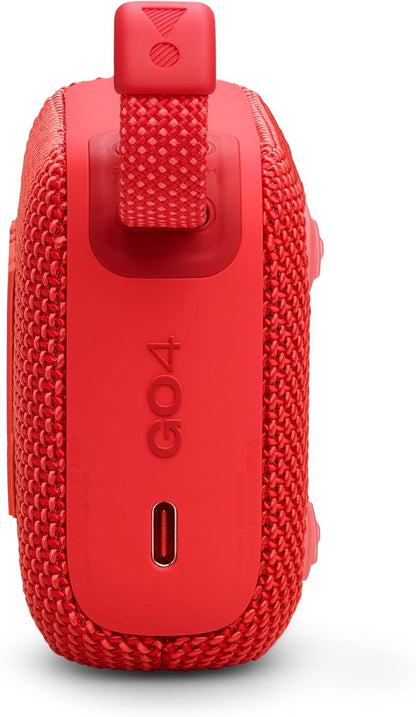 JBL Go 4 in Red - Portable Bluetooth Speaker Box Pro Sound, Deep Bass and Playtime Boost Function - Waterproof and Dustproof - 7 Hours Runtime