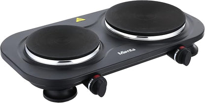 Mienta HP41225A Duetto Hot Plate, 2 Burners, 2500 Watt - Black