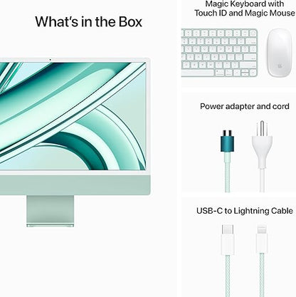 Apple 2023 iMac All-in-One Desktop Computer with M3 chip: 8-core CPU, 10-core GPU, 24-inch Retina Display, 256GB SSD Storage. Works with iPhone/iPad; Green With AppleCare+ (3 Years)