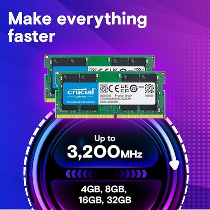 Crucial RAM 8GB DDR4 3200 MHz CL22 Laptop Memory CT8G4SFRA32A