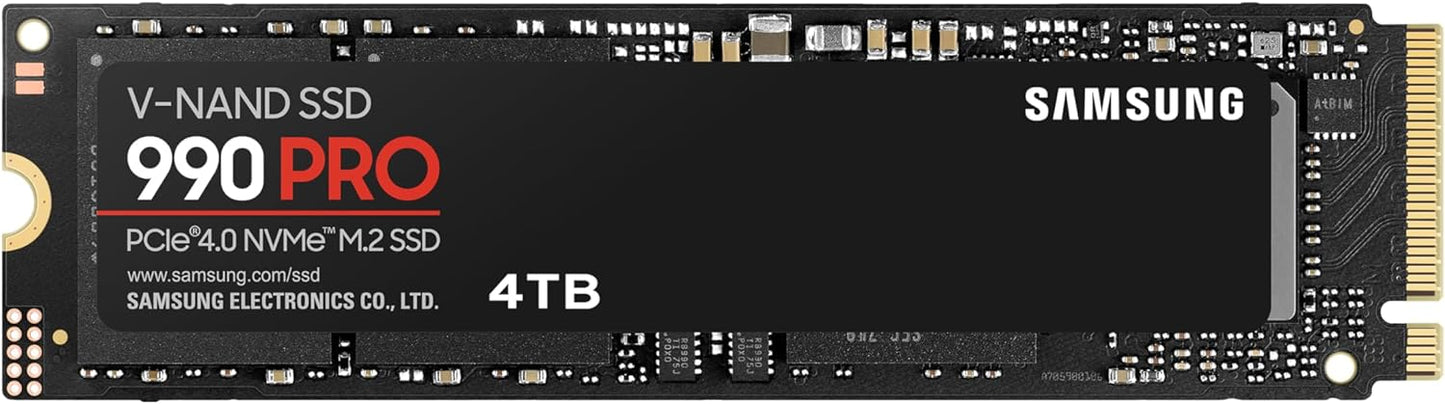 Samsung 990 PRO NVMe M.2 SSD, 4 TB, PCIe 4.0, 7,450 MB/s Read, 6,900 MB/s Write, Internal SSD, for Gaming and Video Editing, MZ-V9P4T0BW