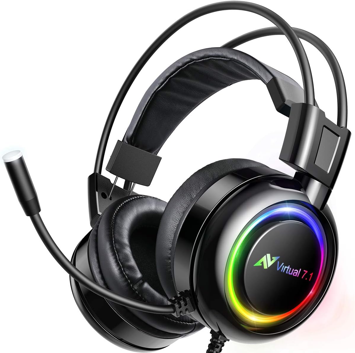 ABKONCORE PC Headset with Dynamic Sensory & Noise-Cancelling Mic, 7.1 Surround Sounds, Mute Controls, LED Light, RGB Light for WFH PC, Laptop, Mac (B780 Shoker Gaming Headset with 7.1 Surround Sound)