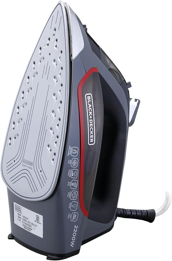 Black & Decker Steam Iron With Ceramic Soleplate 2200W,Grey,X2050-b5