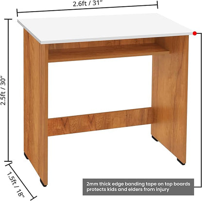 ABOUT SPACE Study Table with Under Desk Storage Shelf - Modern Desktop Table for PC, Laptop, Study, Drawing, Gaming Computer Table Office Furniture for Home Office [L 2.6 x B 1.5 x H 2.5 ft] Wood