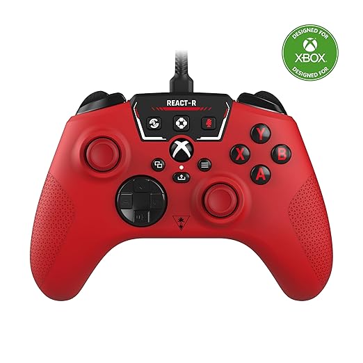 Turtle Beach REACT-R Wired Game Controller – Officially Licensed for Xbox Series X & S, Xbox One, and Windows 10|11 PC’s – Red