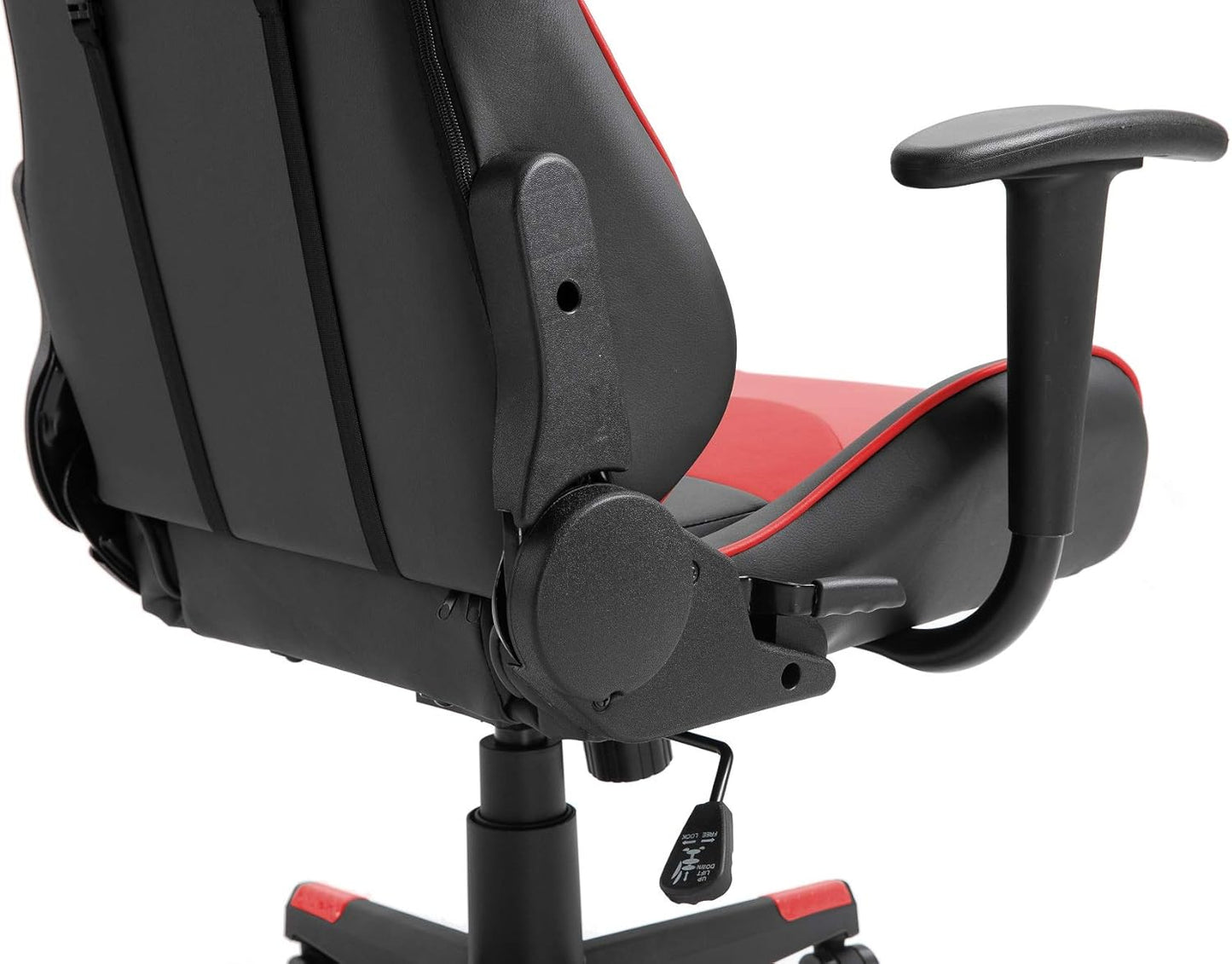 MAHMAYI OFFICE FURNITURE C599 Gaming Chair High Back Computer Chair PU Leather Desk Chair PC Racing Executive Ergonomic Adjustable Swivel Task Chair with Headrest and Lumbar Support (RED, No Footrest)