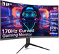 KTC 32 inch Curved Gaming Monitor, 2K 170Hz Monitor, 1440P 144Hz Monitor, 1500R Frameless, 1ms, HDR, FreeSync Premium, DisplayPort/HDMI/USB, VESA Wall Mount, PC Monitor, H32S17