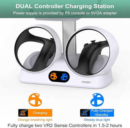 FASTSNAIL Dual Charging Stand for PS VR2, Controller Charging Station for PSVR2 Gaming Headset with Magnetic USB-C Port, Gaming Accessories for PS5