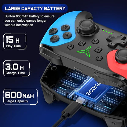 Wireless Switch Controller for Nintendo Switch/Lite/OLED Controller, Switch Controller with a Mouse Touch Feeling on Back Buttons, Extra Switch Pro Controller with Wake-up,Programmable, Turbo Function