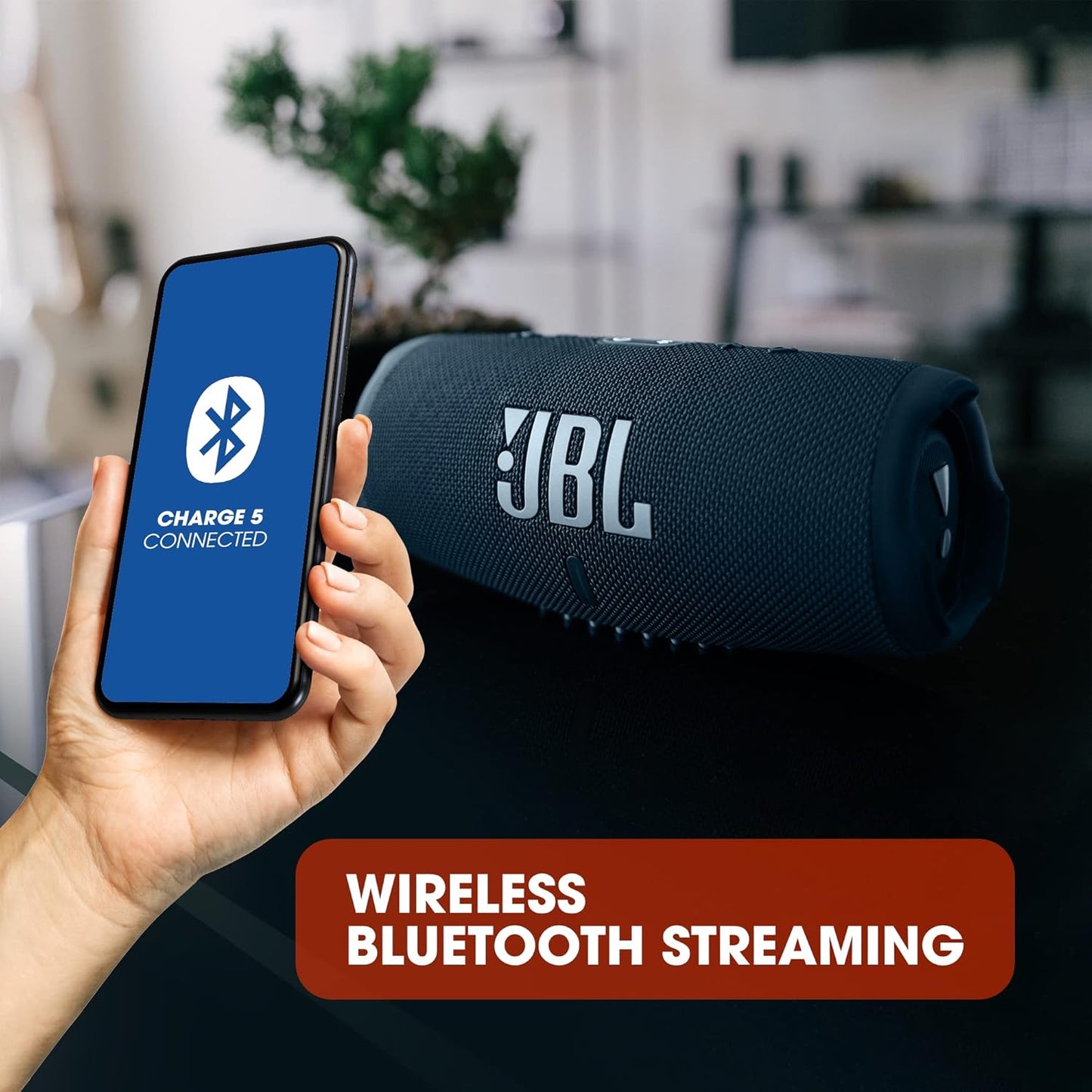 JBL Charge 5 Portable Speaker, Built-In Powerbank, Powerful Pro Sound, Dual Bass Radiators, 20H of Battery, IP67 Waterproof And Dustproof, Wireless Streaming, Connect - Blue, JBLCHARGE5BLU, Bluetooth