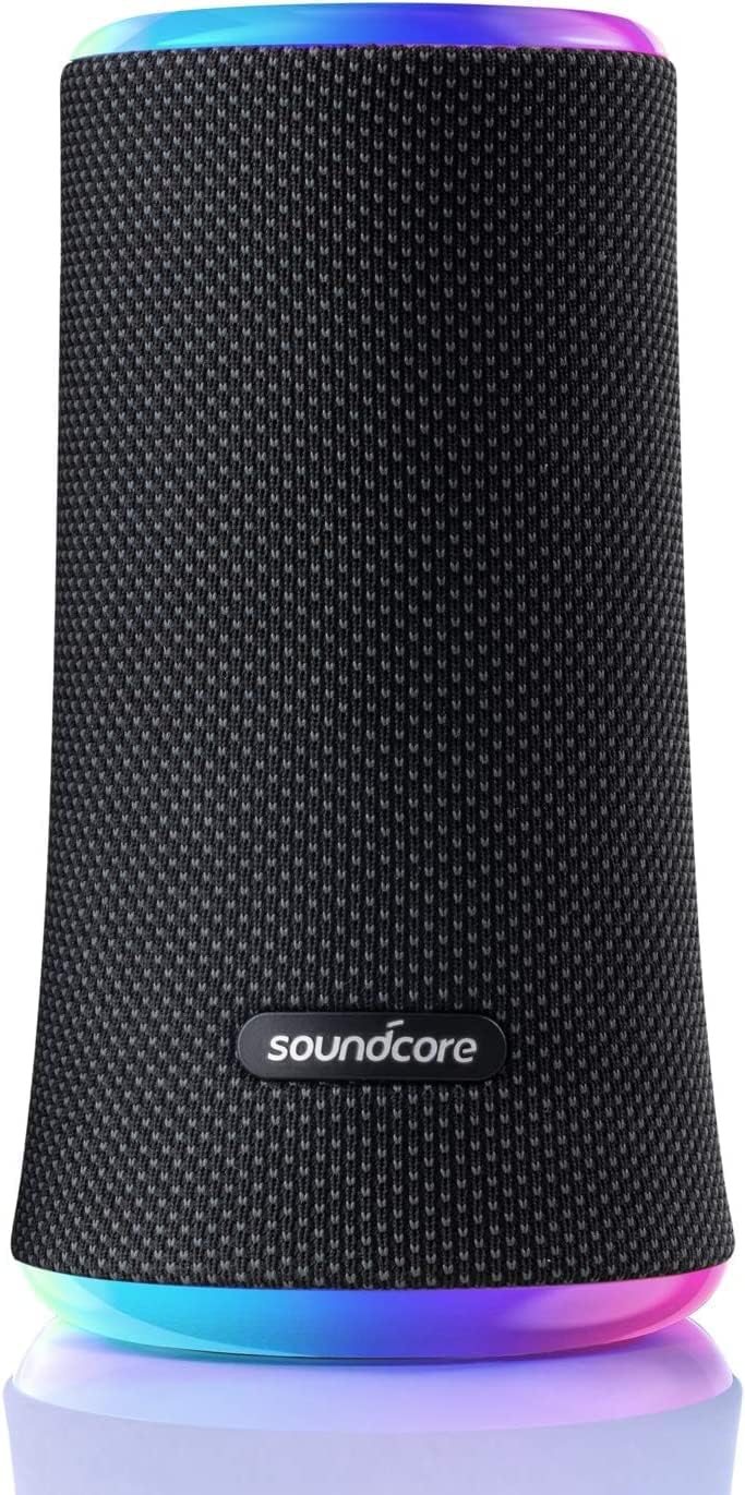 Anker soundcore flare 2 bluetooth speaker, with ipx7 waterproof protection and 360 sound for backyard and beach party, 20w wireless speaker with partycast, eq adjustment, and 12-hour playtime, black