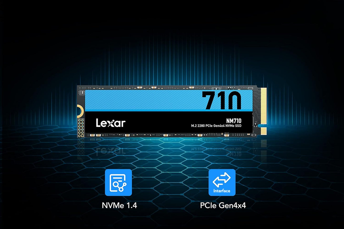 Lexar NM710 500GB SSD, M.2 2280 PCIe Gen4x4 NVMe Internal SSD, Up to 5000MB/s Read, 2600MB/s Write, Internal Solid State Drive for PC, Laptop, and Gamers (LNM710X500G-RNNNG)