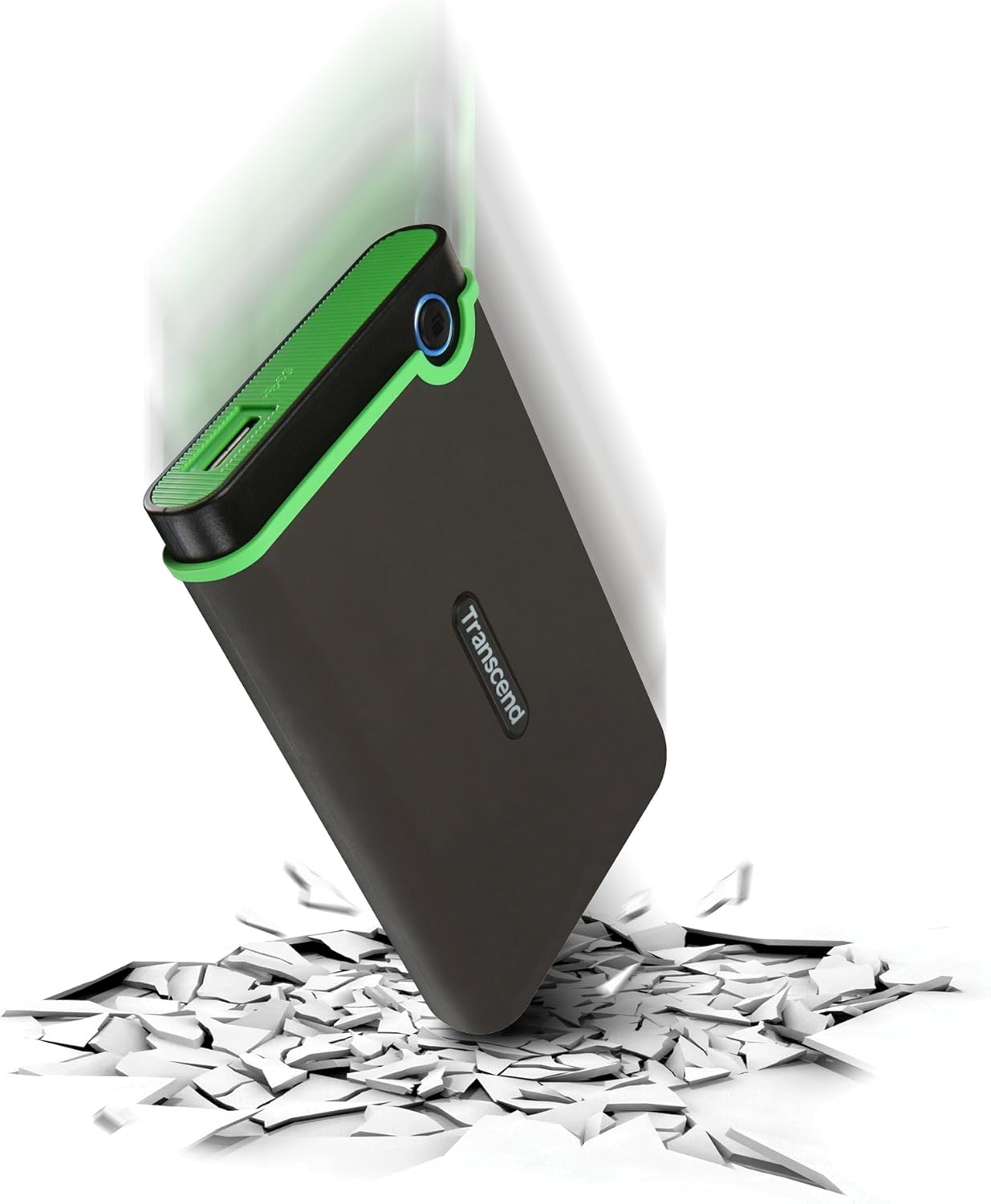 Transcend 2 TB Rugged Portable Hard Drive - Shock Resistant USB 3.1 Gen 1 StoreJet Military Green - TS2TSJ25M3G