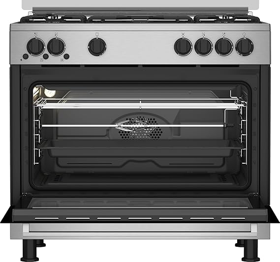 Beko FreeStanding Gas Cooker - 90 cm - 5 burners - Gas Grill - stainless steel - Cooling And Cooking Fan - enamelled holder- Turkey - GGR 15115DX NE - T