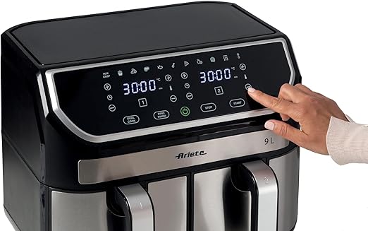 Ariete 4625 Air Fryer 9L – 11 Preset Programs, Digital Display, Dishwasher Safe Dual Basket, Rapid Air Technology, Adjustable Temperature from 80°C-200°C - T