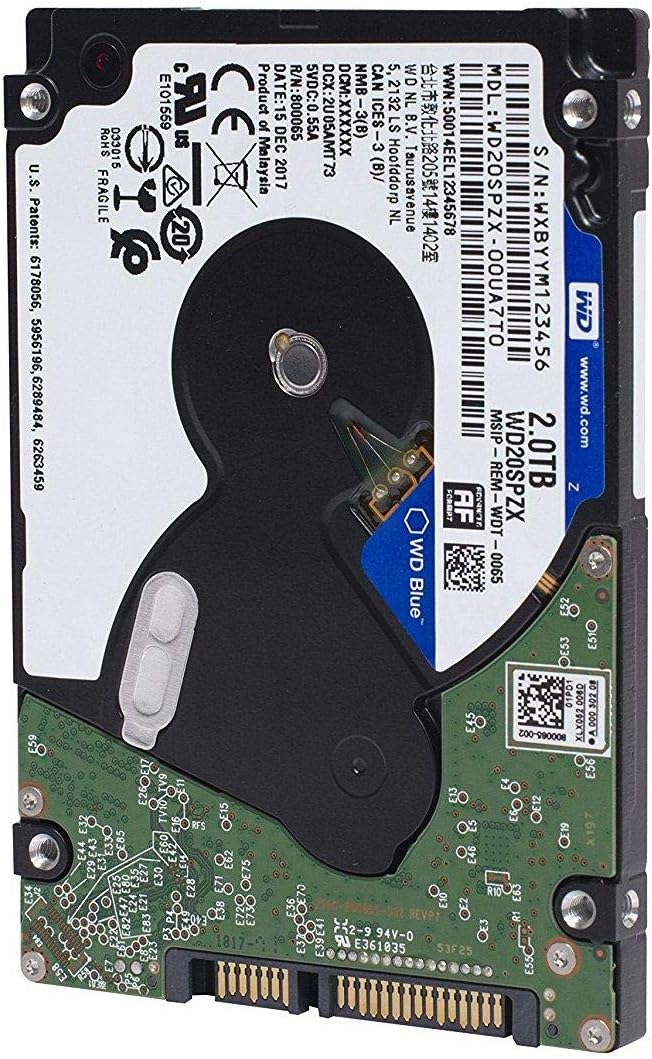 WD 2TB Laptop Hard Drive SATA 6Gb/s 128MB Cache 2.5-Inch 7mm Internal (WD20SPZX)