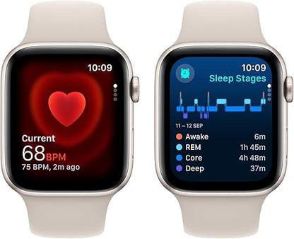 New Apple Watch SE (2nd Gen, 2023) [GPS 40mm] Smartwatch with Starlight Aluminum Case with Starlight Sport Band S/M. Fitness & Sleep Tracker, Crash Detection, Heart Rate Monitor, Water Resistant - T