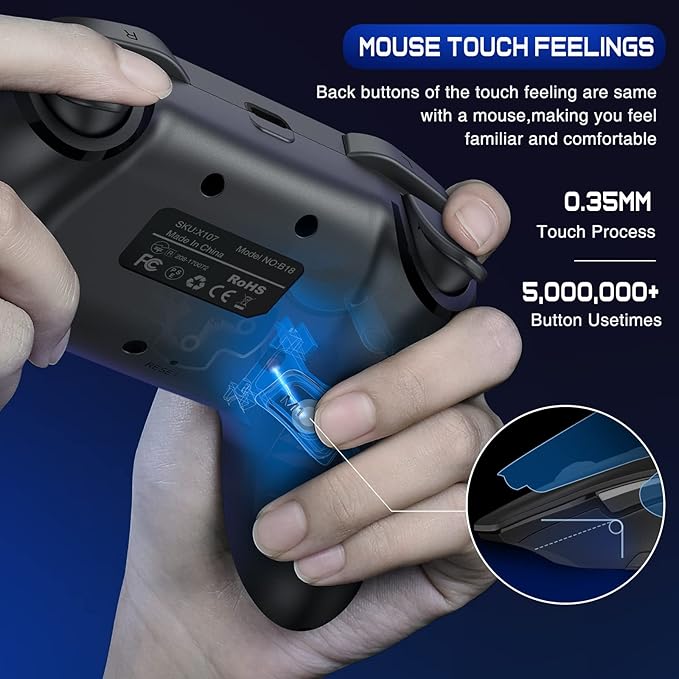 Wireless Switch Controller for Nintendo Switch/Lite/OLED Controller, Switch Controller with a Mouse Touch Feeling on Back Buttons, Extra Switch Pro Controller with Wake-up,Programmable, Turbo Function