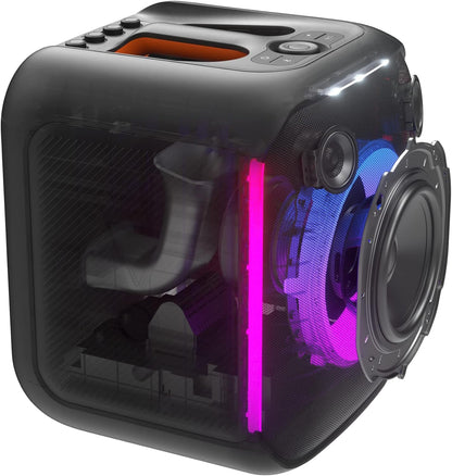 JBL Partybox Encore Portable Party Speaker with Digital Wireless Mic, 100W Powerful Sound, Dynamic Light Show, IPX Splash Proof, 10 Hours of Playtime, Multisource Playback - Black, JBLPBENCORE1MICUK - T