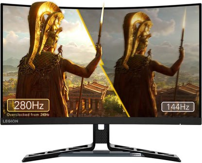 Lenovo Monitor Legion R27fc-30 Gaming Curved Monitor, 27" FHD VA Display, Up to 280Hz Refresh Rate, 0.5ms (MPRT) Response Time, 1500R Curvature, FreeSync, Adaptive Sync & G-Sync Compatible, Black