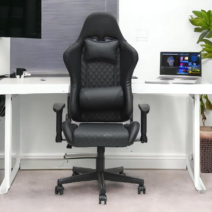 Multi Home Furniture Modern design Best Executive gaming chair MH-8884-Black for Video Gaming Chair for Pc with fully reclining back and head rest and soft leather (Black)