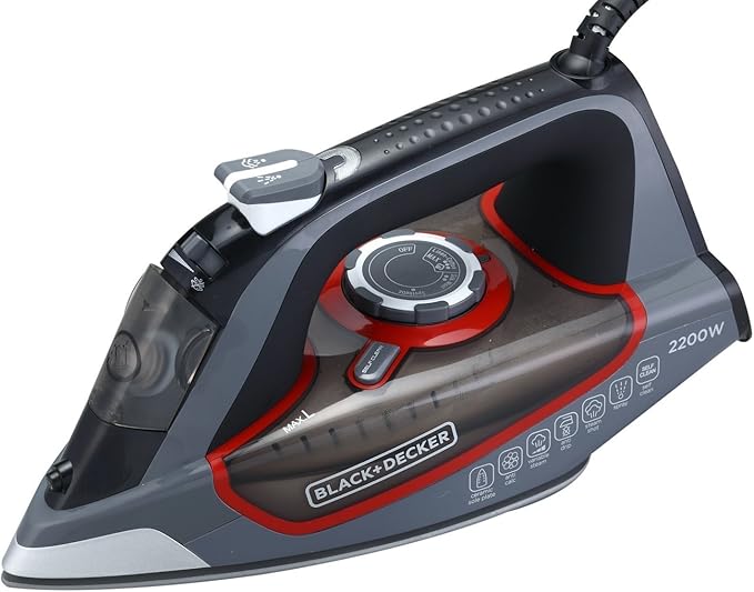 Black & Decker Steam Iron With Ceramic Soleplate 2200W,Grey,X2050-b5