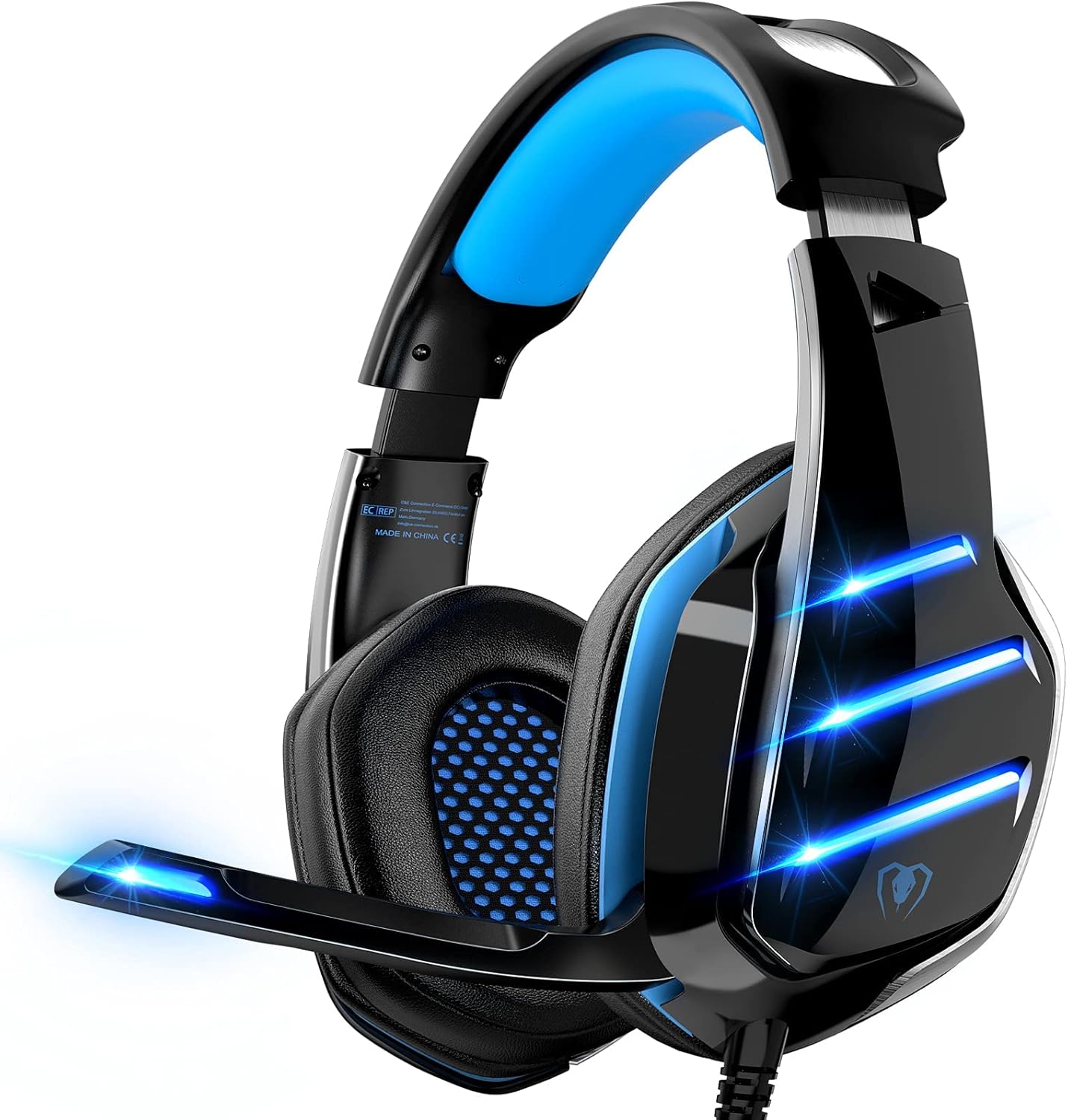 BXCUX Gaming Headset for PS4 PS5 PC Xbox One, PS4 Headset with Microphone Surround Bass Sound Headphones Noise Cancelling LED Lights