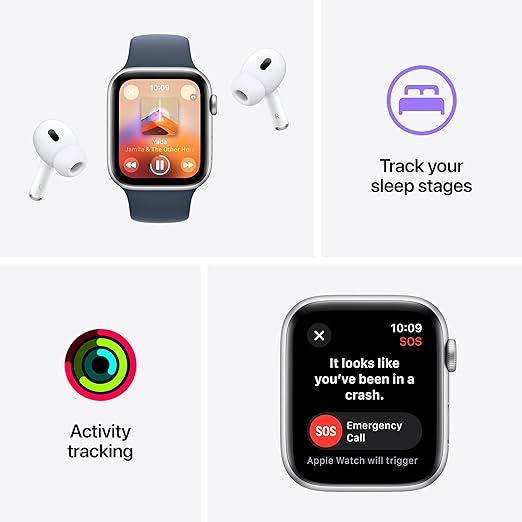 New Apple Watch SE (2nd Gen, 2023) [GPS 40mm] Smartwatch with Starlight Aluminum Case with Starlight Sport Band S/M. Fitness & Sleep Tracker, Crash Detection, Heart Rate Monitor, Water Resistant - T