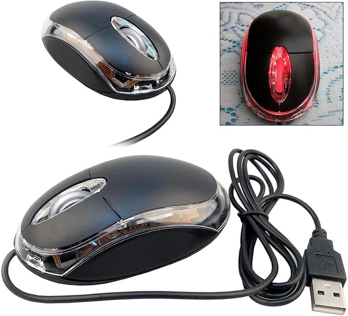 Wired USB Optical Mouse For Pc/Laptop With Scroll Wheel - Black