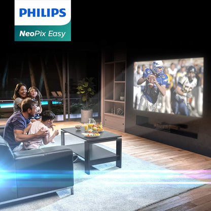 Philips NeoPix Easy Mini Projector Professional Portable for Home/Business - 80 "1080p FHD LED Stereo Speakers 2600 lumens Total Connectivity HDMI USB MicroSD (20 years duration)