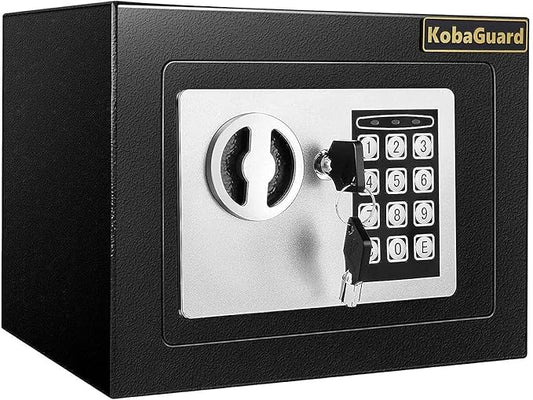 KobaGuard Electronic Security Safe Box for Hotel Home Office Business Steel Strongbox with Electronic Digital Lock and Pin Code Keypad to Protect Cash Money Jewelry Documents, Black (17E)