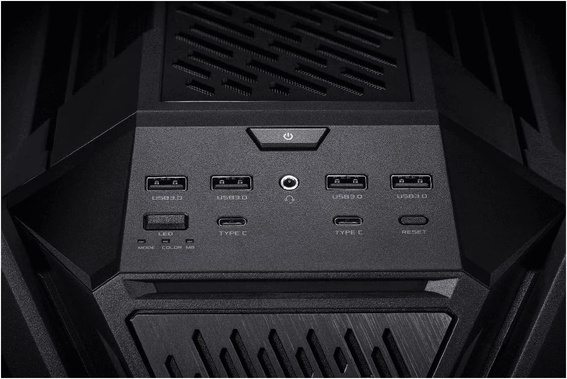 ASUS ROG Hyperion GR701 E-ATX computer case, 420 mm dual radiator support, four 140 mm fans, metal GPU holder, component storage, ARGB fan hub, 60W fast charging