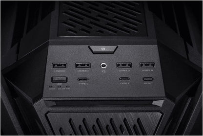 ASUS ROG Hyperion GR701 E-ATX computer case, 420 mm dual radiator support, four 140 mm fans, metal GPU holder, component storage, ARGB fan hub, 60W fast charging