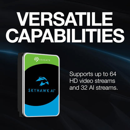 Seagate Skyhawk AI 16TB Video Internal Hard Drive HDD – 3.5 Inch SATA 6Gb/s 256MB Cache for DVR NVR Security Camera System with Drive Health Management and in-House Rescue Services (ST16000VE002)