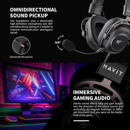 havit Gamenote H2002Y Gaming Headset 3.5mm Removable Microphone Black/Grey