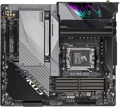 Gigabyte X670E AORUS MASTER ATX Motherboard - Supports AMD Ryzen 7000 Series CPUs (Socket AM5), DDR5 6400(OC), 1x PCIe 5.0 x16, 1x PCIe 4.0 x16, 2x M.2 PCI-E 5.0, 2x M.2 PCI-E 4.0, 2.5G LAN & Wi-Fi 6E - T