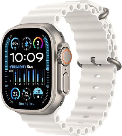 Apple Watch Ultra 2 [GPS + Cellular 49mm] Smartwatch with Rugged Titanium Case & Blue Ocean Band One Size.