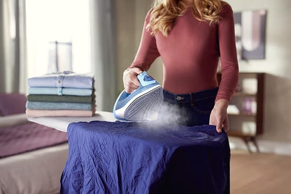 Philips 3000 Series Steam Iron - 35 g/min Continuous Steam, 160 g Steam Boost, Ceramic, Built-in Calc Clean Slider, 2200W, Blue - DST3020/20