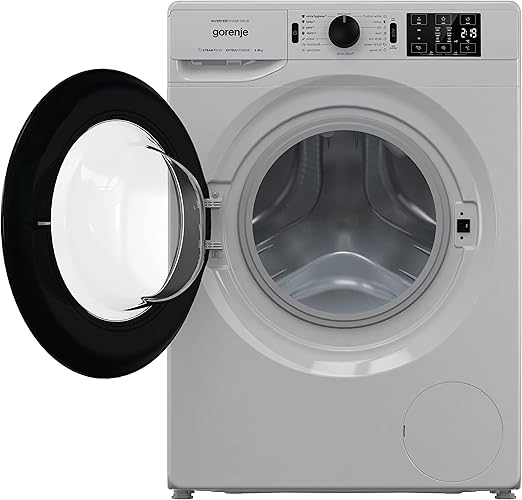 Gorenje WNEI84AS/A, 8 Kg Fully Automatic Front Load Washing Machine, 16 Programs, Energy and Water Efficient, Wave Drum, 1400 RPM, Silver, Made in Slovenia