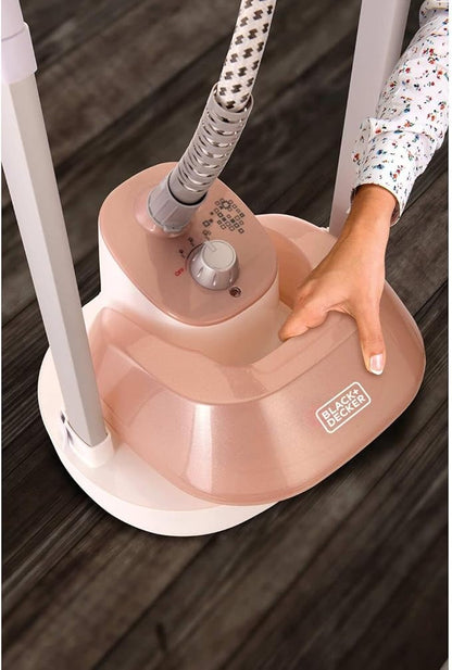 BLACK+DECKER Garment Steamer with Double Adjustable Pole 1785W 2.0 L 3 Stage Rose Gold GSTM2050-B5 International Warranty