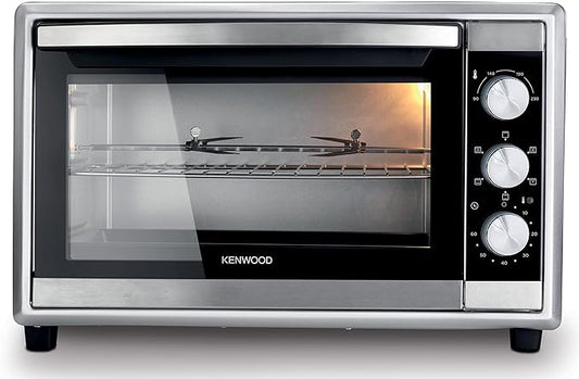 KENWOOD 45L Toaster Oven - Oven Toaster Grill Large Capacity Double Glass Door Multifunctional with Rotisserie and Convection Function for Grilling, Toasting, Broiling, Baking, Defrosting MOM45 Silver